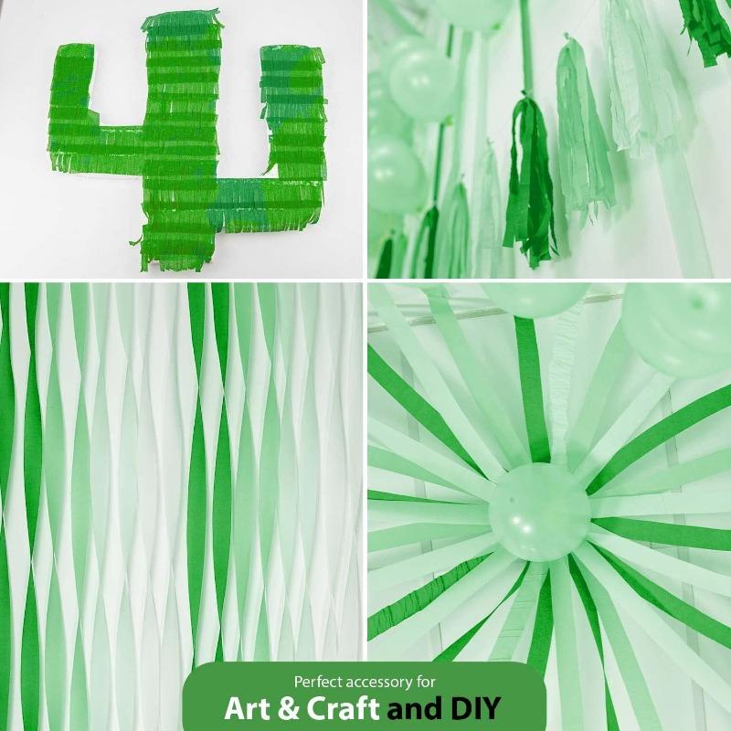 Eco Friendly Green Streamers with White Party Decor 4 Rolls Green Crepe Paper Streamer for Birthday Party Streamers for Backdrop