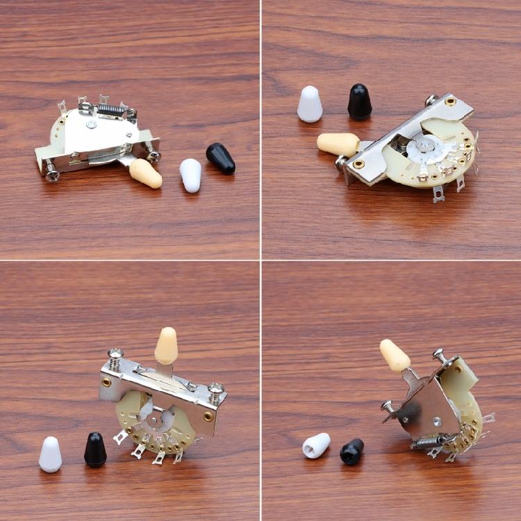 Electric Guitar 3 Way Pickup Selector Toggle Switch Black/White/Yellow Knob