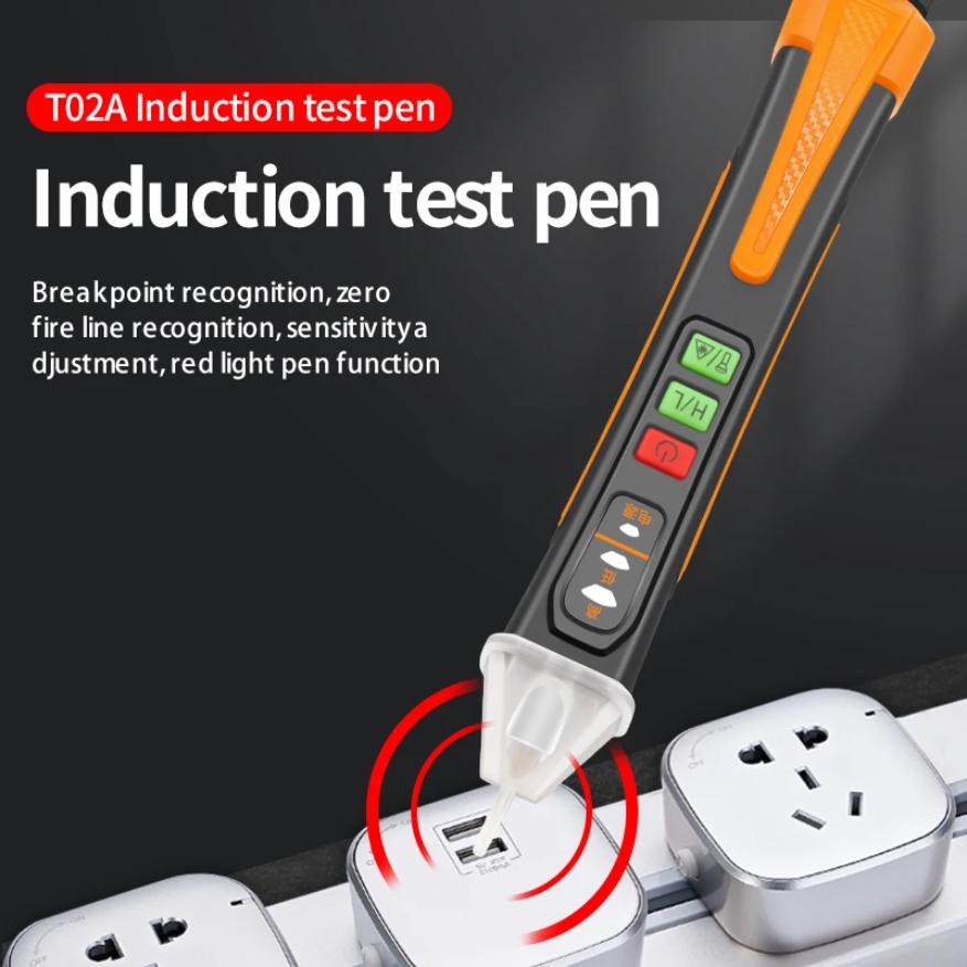 Berührungsloser Spannungsprüfer Stift Intelligenter Spannungsdetektor Infrarot-Anzeige 12-1000V Prüfstift Bruchpunktsucher Mit Taschenlampe