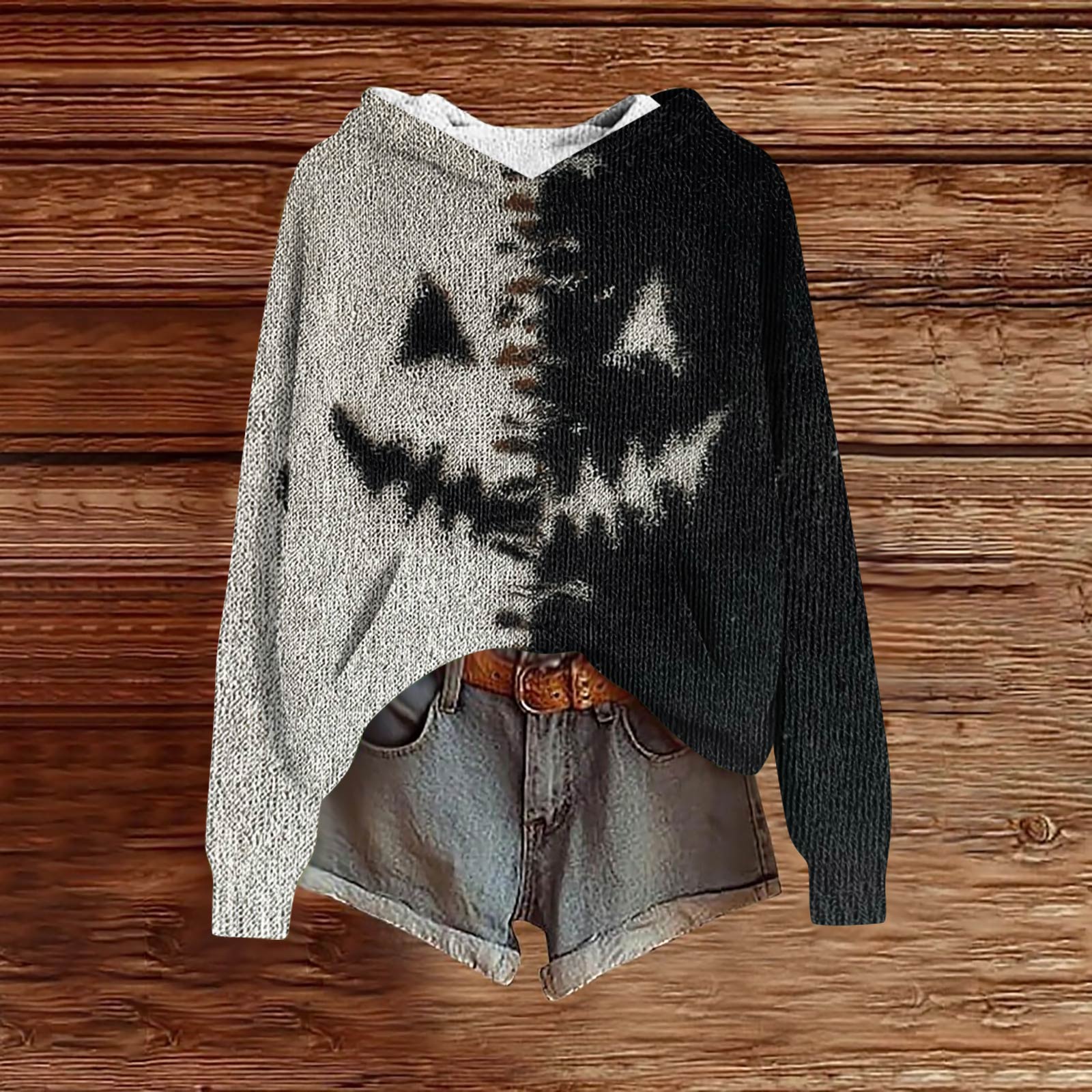 

Женские толстовки Вязаный свитер Милая рубашка Осенний пуловер Толстовка с капюшоном L