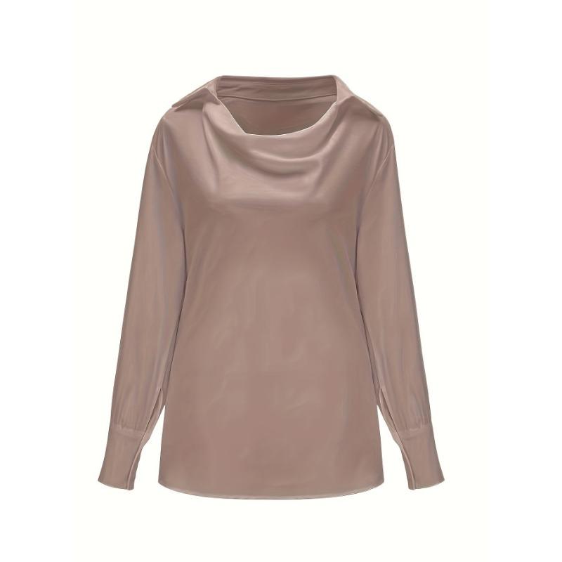 White temperament commuter long-sleeved shirt solid color simple swing collar ladies blouse CY0160