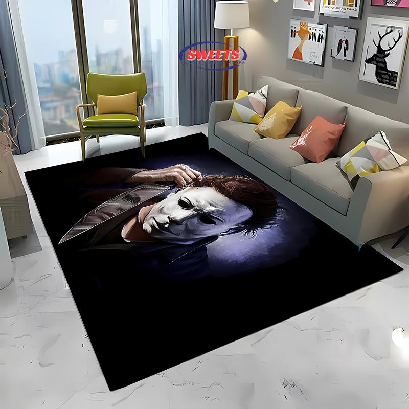 1PC M-Michael M-Myers Halloween Horror Carpet Soft Rug for Living Room Dining Room Playroom Floor Decor All Season Mat