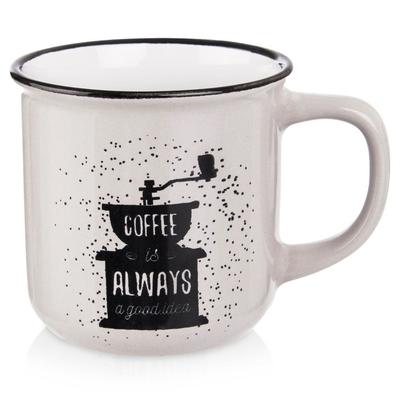 Orion White Ceramic Coffee Grinder Decorated Mug 370 Ml