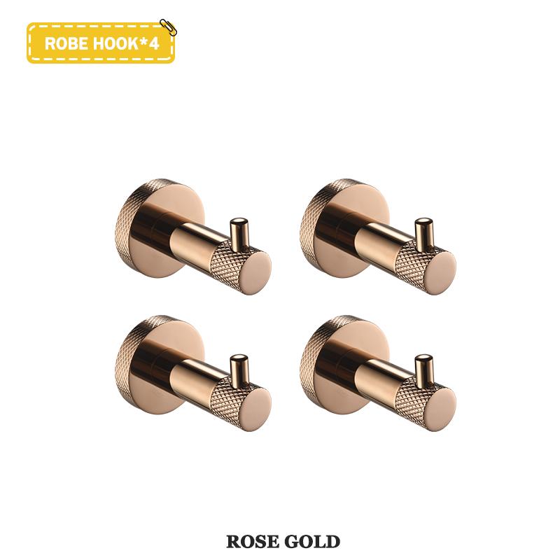 Rose Gold Wall-Mounted Stainless Steel Bath Towel Rack Toilet Paper Holder Towel Bar Robe Hook Cup Holder Bathroom Accessories