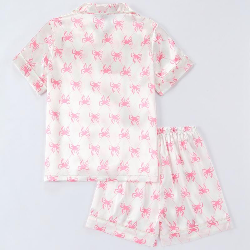 Zestaw piżamowy dla dzieci 4-14 lat z nadrukiem, top kardigan z krótkim rękawem i szorty