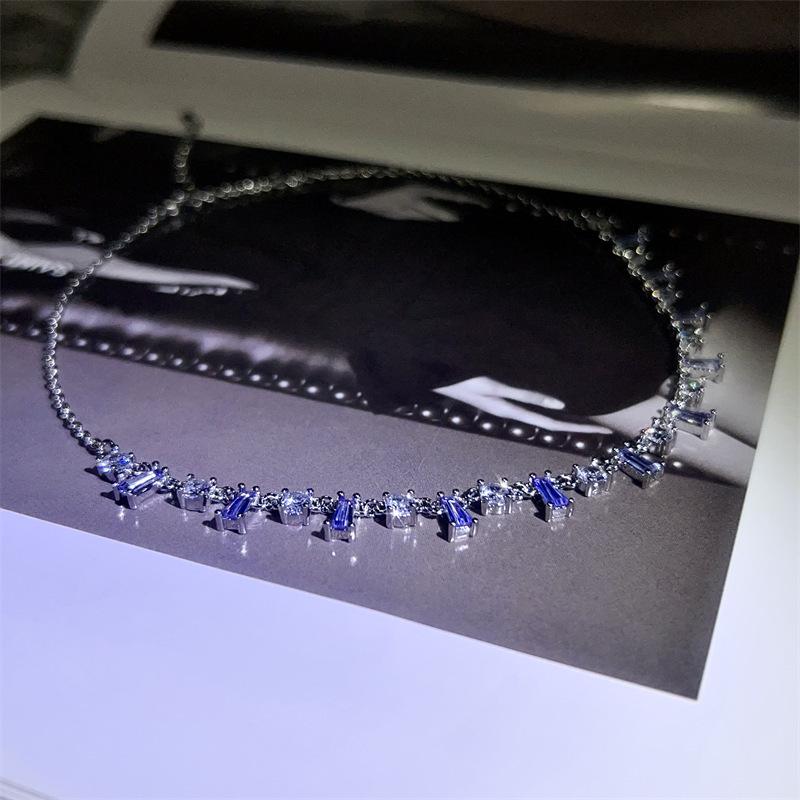 Irregular Super Fairy Light: Luxury Purple Zircon Rhinestone Short Necklace Clavicle Chain Accessory