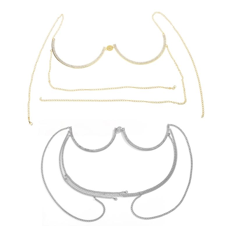 Body Jewelry Chest Bracket Bras Chain Body Chain Bra For Women Sexy for Rhinestone U-Shaped Bikini Chest Bracket Bra Cha
