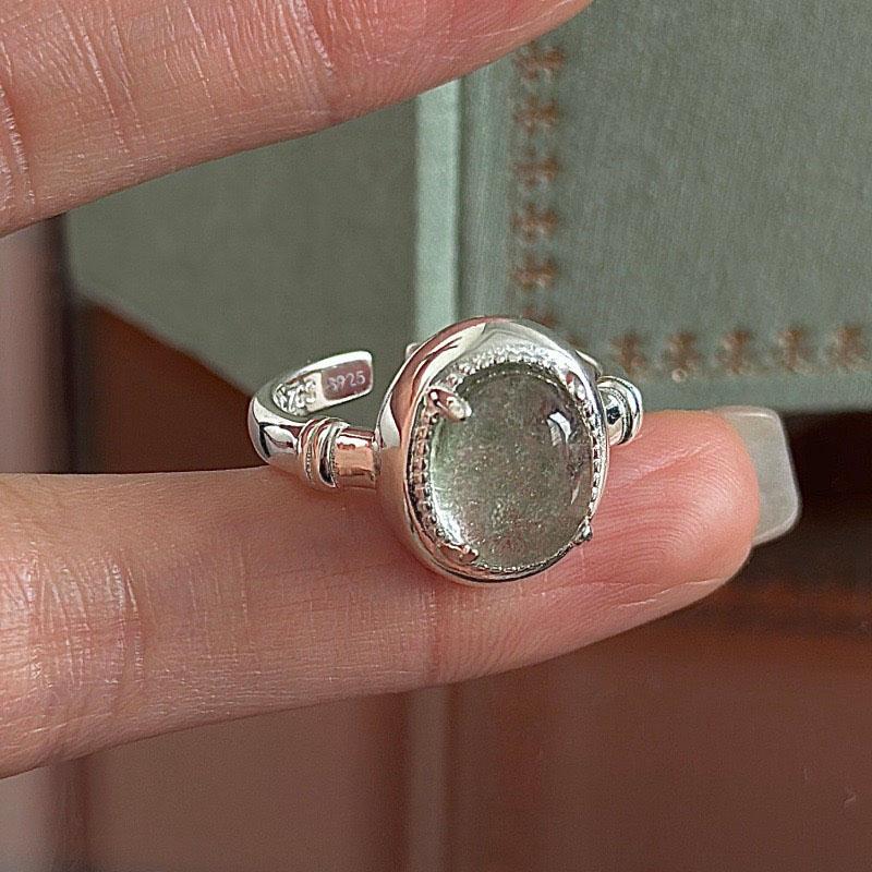 

BF CLUB 925 Sterling Rings for Women Simple Geometric Handmade Irregular Oval Stone Ring Allergy For Birthday Gift resizable
