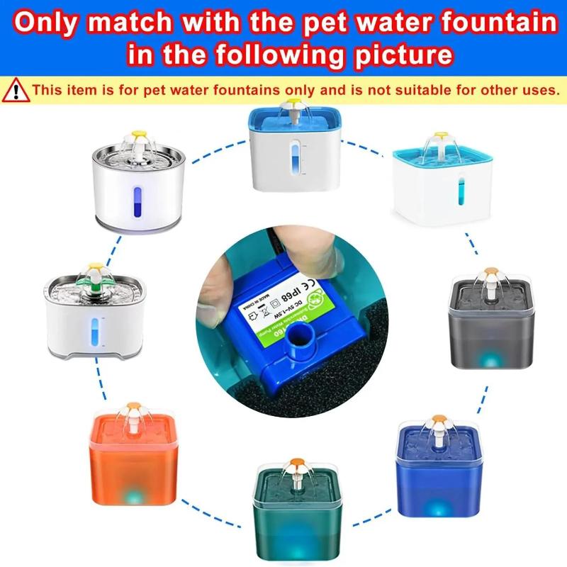 Water Pump Pet Cat Water Fountain Pump with LED Light - Replacement Motor for Cats Dogs Water Dispenser - USB Plug Pet Accessory