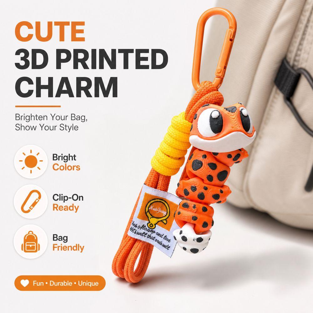 3D Printed Leopard Gecko Keychain Big Eyed Reptile Keychain Toy  Backpack Decoration