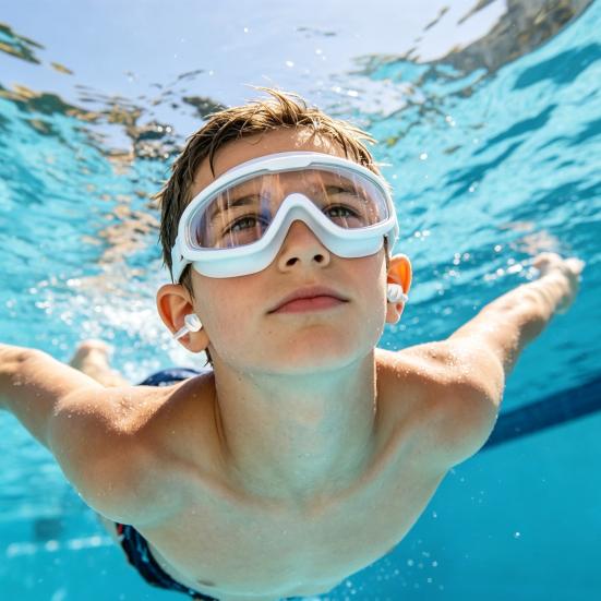 Children Swim Goggles with Earplugs Waterproof No Leakage Anti-Fog UV Protection Boys Girls Wide View Goggles Diving Snorkeling Equipment