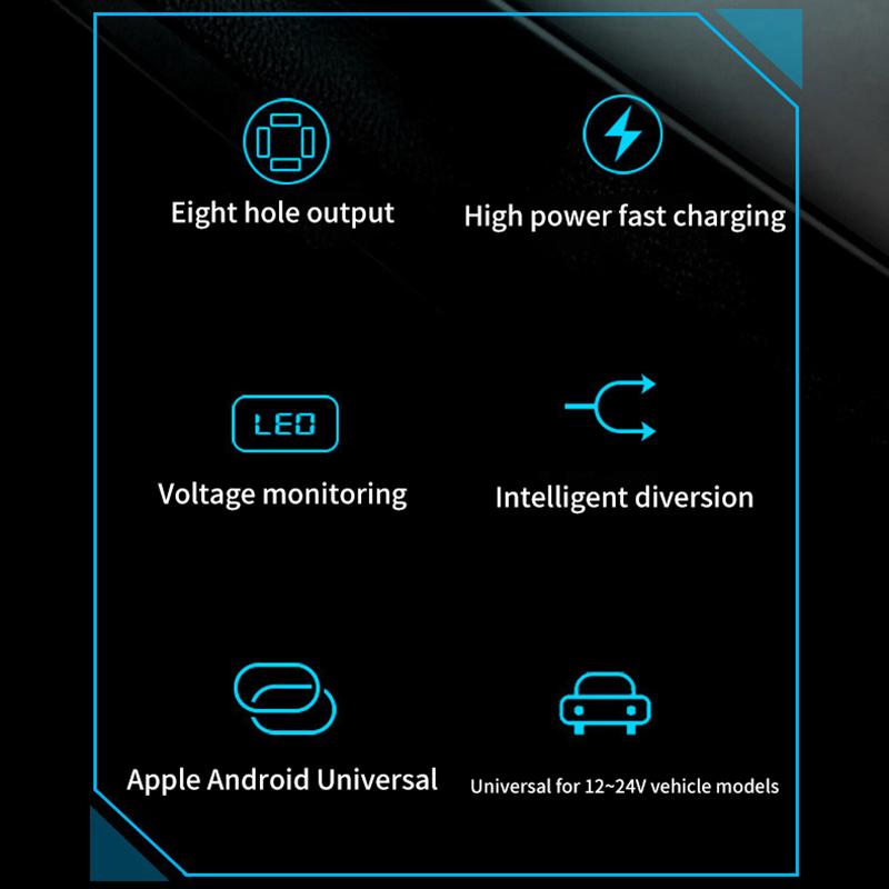 8-Port Car Charger 4Usb+4Type-C Pd Fast Charging Truck Vehicles Phone Adapter For Iphone Android Phone Laptop Tablet For Macbook