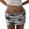 European & American Style Sequin Star Low-Waist Knit Mini Skirt for Women – Sexy, Hip-Hugging, Versatile Street Fashion