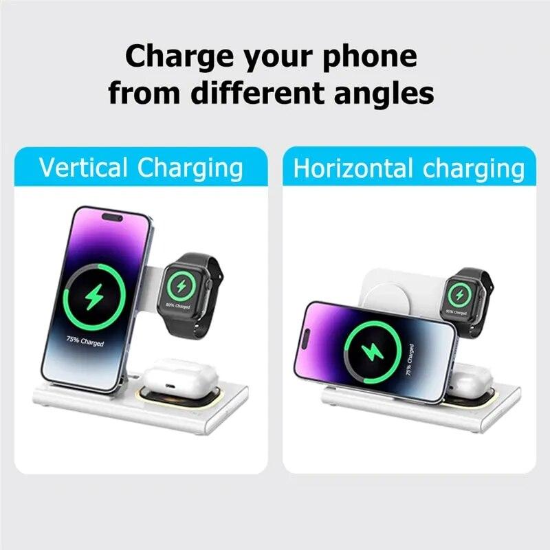 3 In 1 Wireless Charger Stand Pad For Samsung S22 S21 Galaxy Watch 5 4 Active Buds iPhone 15 14 13 12 11 Fast Charging Dock Station