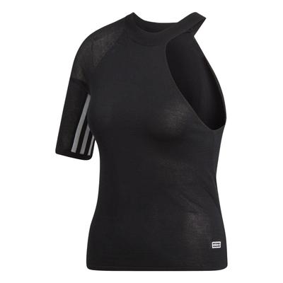 Originals Elegante Casual Manga Curta Gola Redonda Slim Fit Camiseta Tops Femininos Preto DU7287