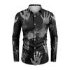 Camicia da uomo a maniche lunghe con bottoni, vestibilità ampia, casual, a tema Halloween, stampa, tessuto comodo e leggero