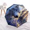 1 PC Automatic Folding Umbrella - Wolf In Moonlit Pattern, Portable & Foldable Design with 8 Ribs, Christmas Birthday Gifts