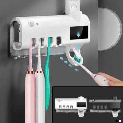 UV-Zahnbürstenhalter, Zahnpastaspender, Solarenergie, Badezimmer-Zahnbürsten-Aufbewahrungsbox, multifunktionaler Aufbewahrungshalter