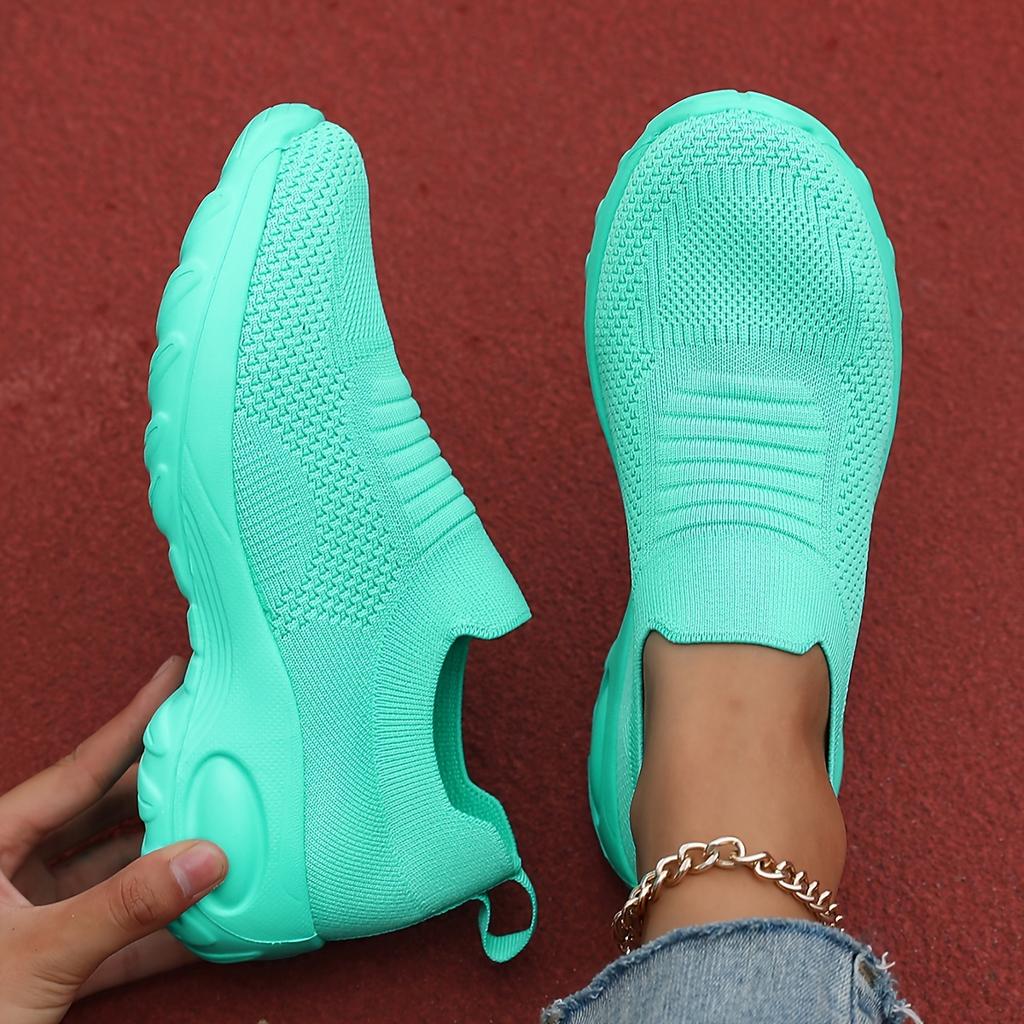 Women's Breathable Slip-On Platform Sneakers  Cushioned Comfort Low-Top Casual Shoes with Non-Slip EVA Sole Cushioned Comfort Sole
