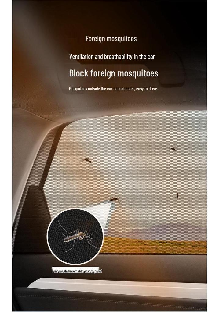 Japanese Car Window Sunshade & Mosquito Screen - Heat Insulation & Insect Protection Curtain
