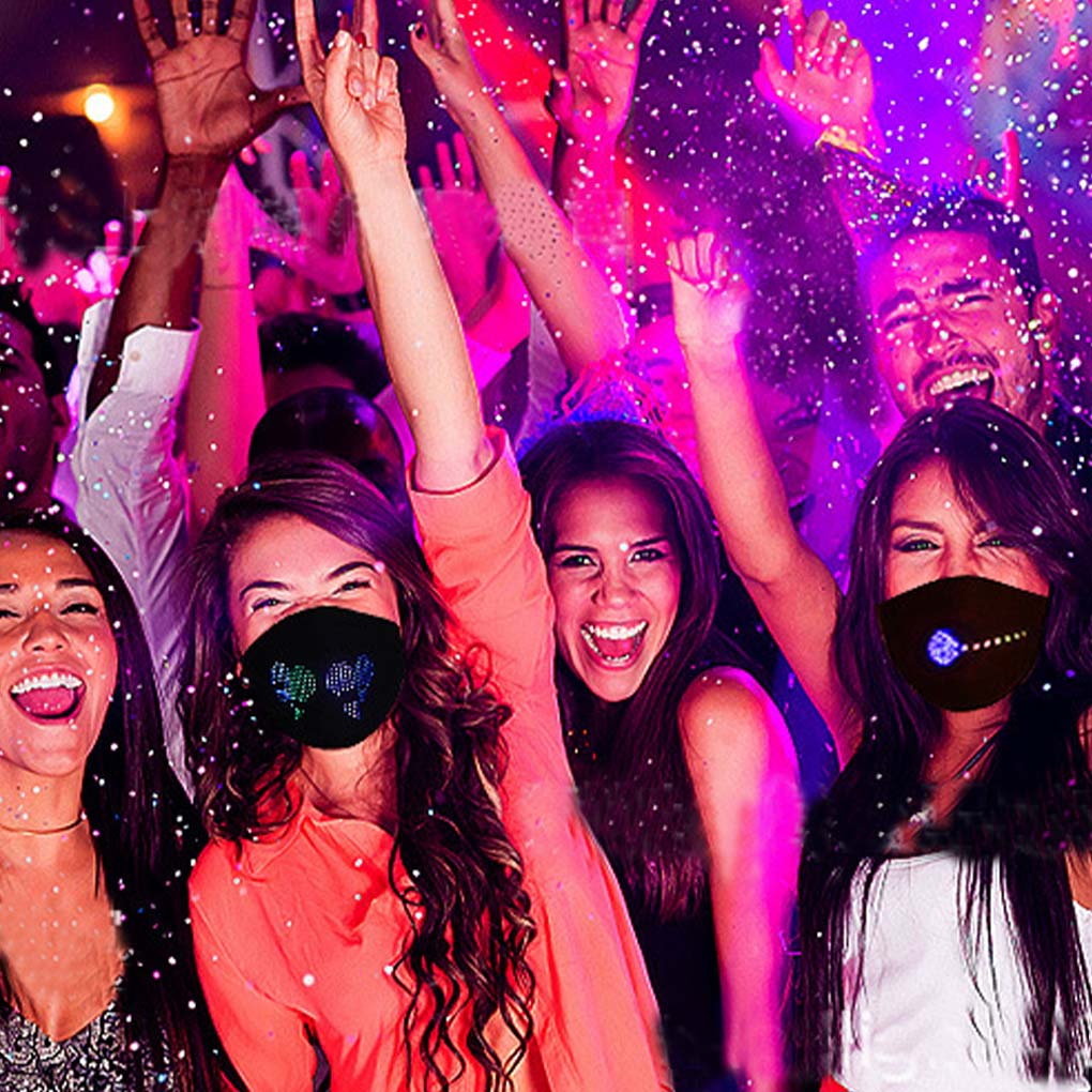 Mouth Cover LED Face Shield Rechargeable 4 Changing Light Cover Luminous Glowing Face Pary Decoration