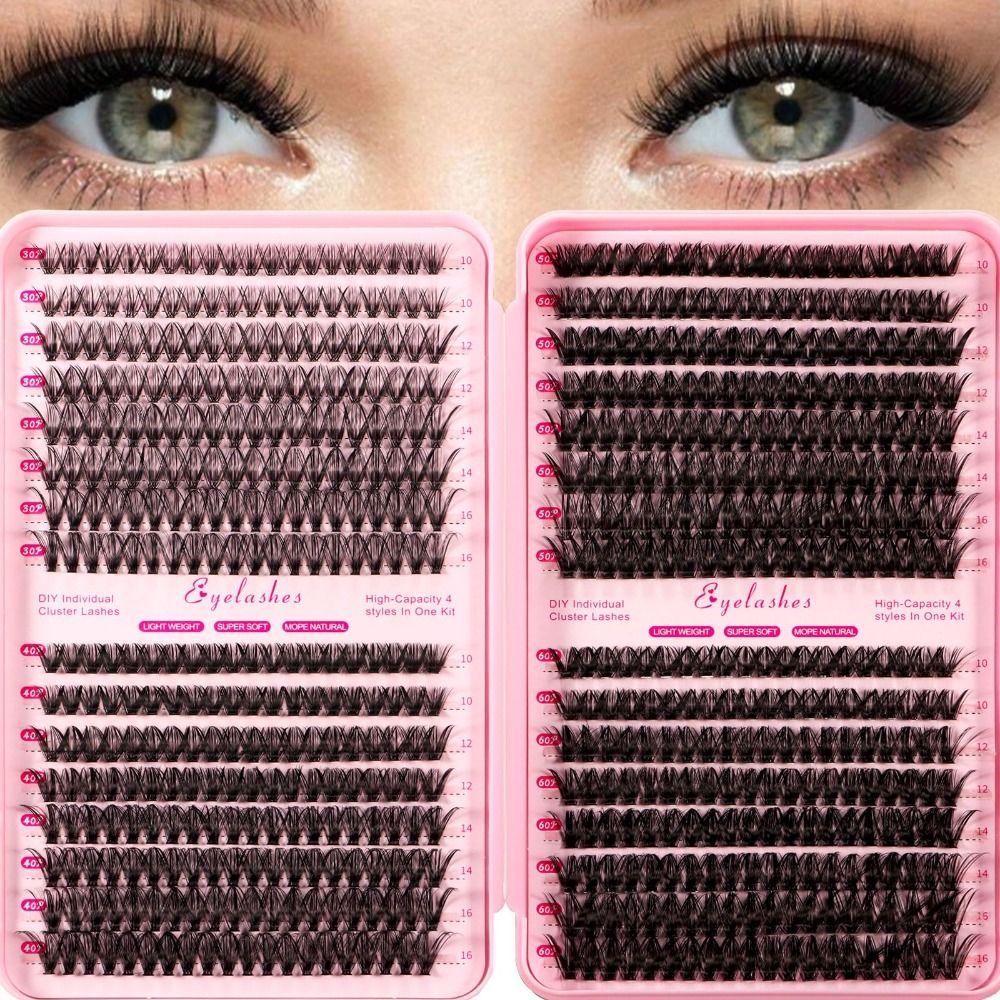 Natürlicher Look 3D Kunst Nerz Wimpern 3D Volumen DIY Wimpernverlängerungs-Set Falsche Wimpern Make-up-Aufwertung