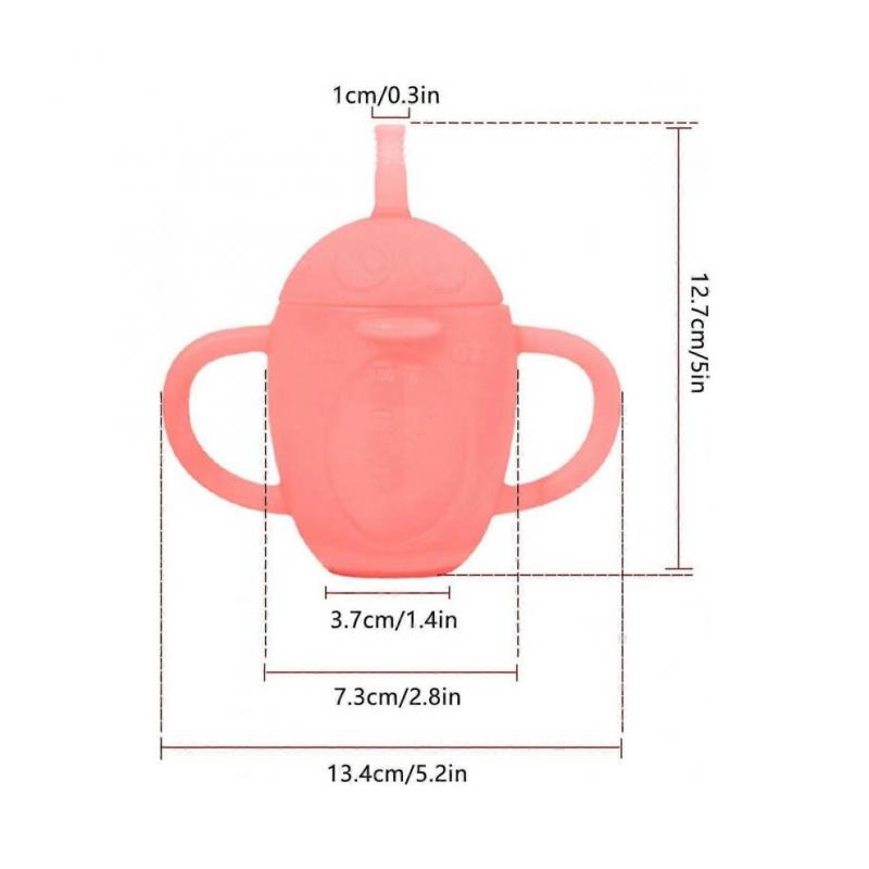 Sippy Cup with Straw Lightweight Toddler Cup with Double Handles 200ml Pink Travel Friendly Training Cup