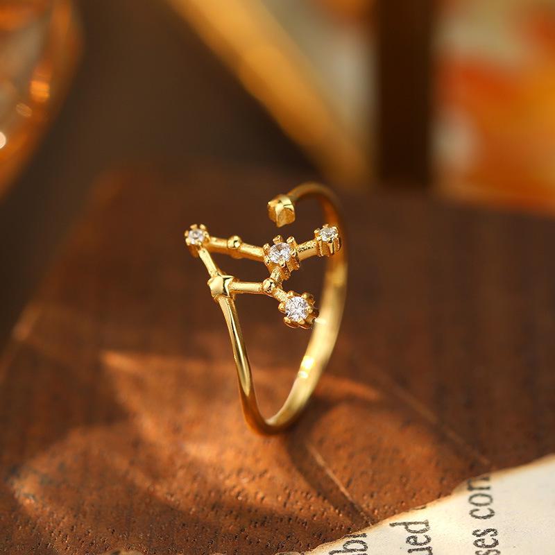 Banyan Tree S925 Silver Zodiac Constellation Ring - Women's Summer Simple Birthday Jewelry