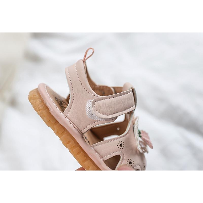 Summer New One-year-old Girls' Infant Shoes Squeaky Sandals Little Girl Princess Baby Soft Sole Closed-toe Walking Shoes