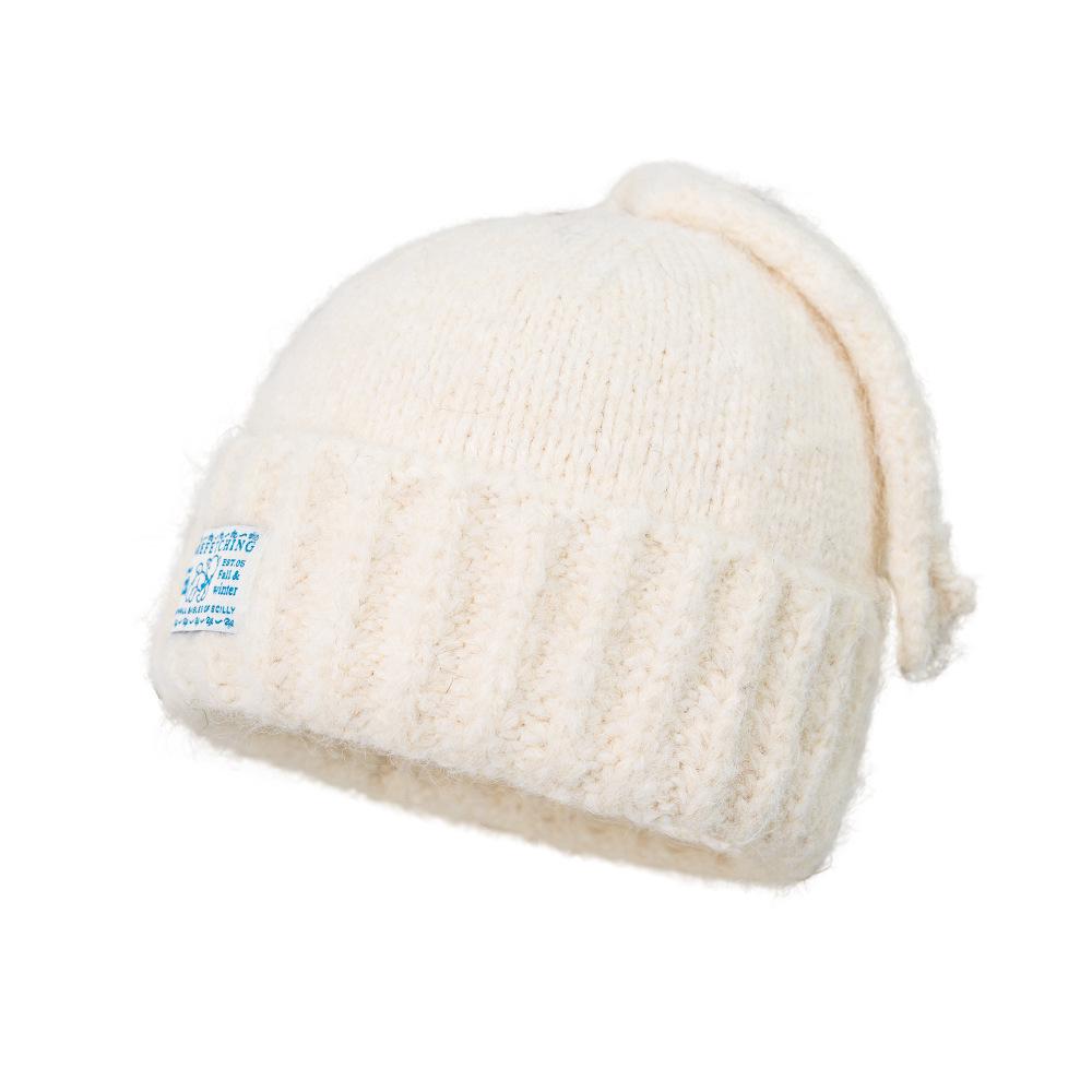 Japanese thickened warm wool hat female alphabet face small headgear autumn and winter new alphabet cloth knitted hat