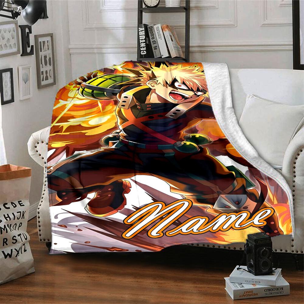 Custom Name My Hero Academia Theme Printed Blanket - Perfect for Couch, Bed, Travel & Outdoor Use | Machine Washable, Cozy & Durable.