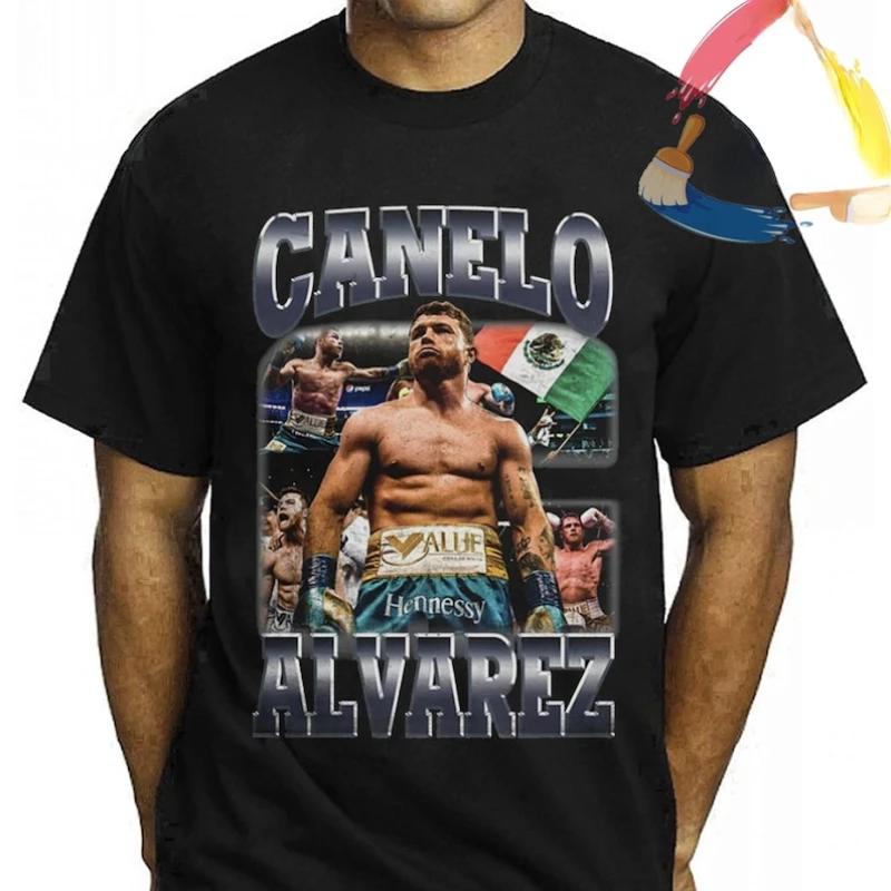 Vintage Mexican Boxer Canelo Alvares TShirt 100 Cotton ONeck Short Sleeve Summer Casual Mens Tshirt Streetwear S