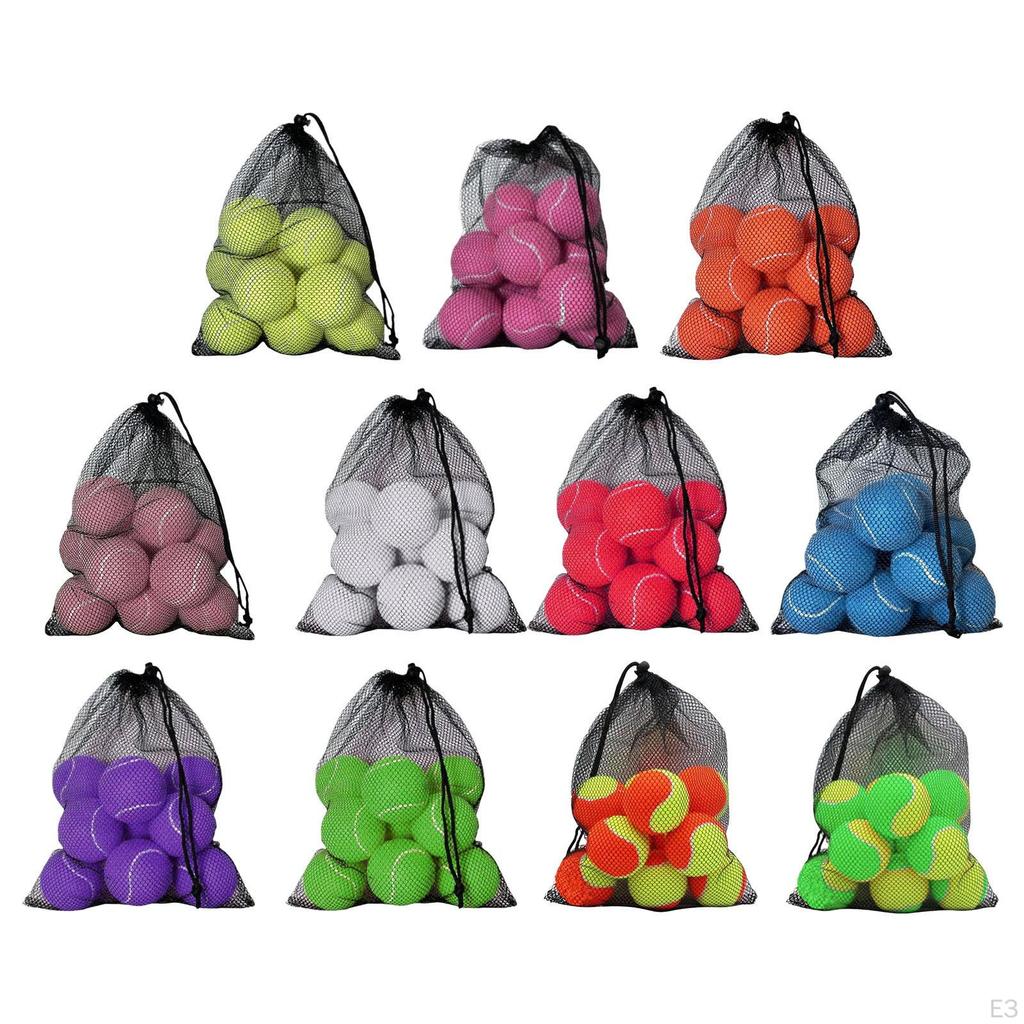 10 Pieces Tennis Balls with Storage Mesh Bag Workout for Pet Dog Adults Kids Yellow