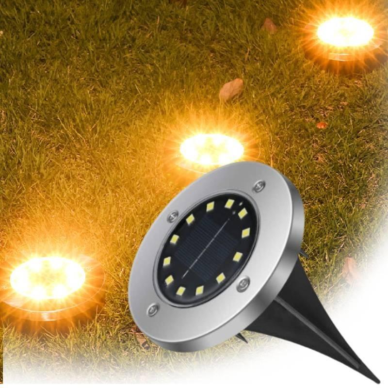 Outdoor Stainless Steel 8 Led Solar Ground Lights Waterproof For Garden Lawn Patio