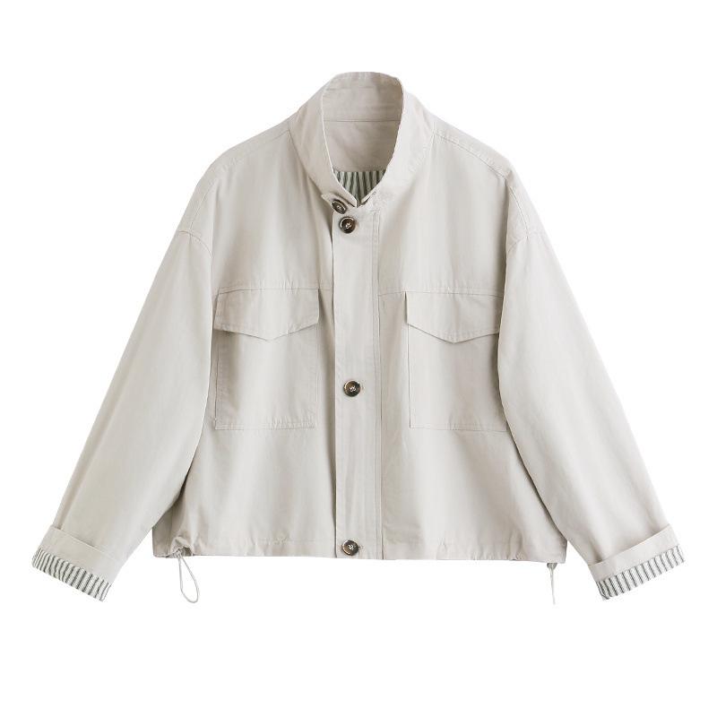 Fashion Short Coat Spring New Casual Versatile Jacket Femininity Design Small Stand-up Collar Top