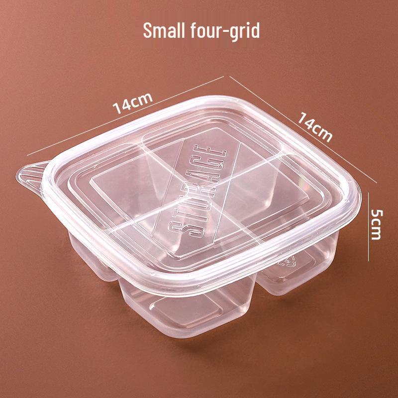 Round Transparent Disposable Fruit Box with Dividers and Lid for Fresh Slices and Salad Platter.