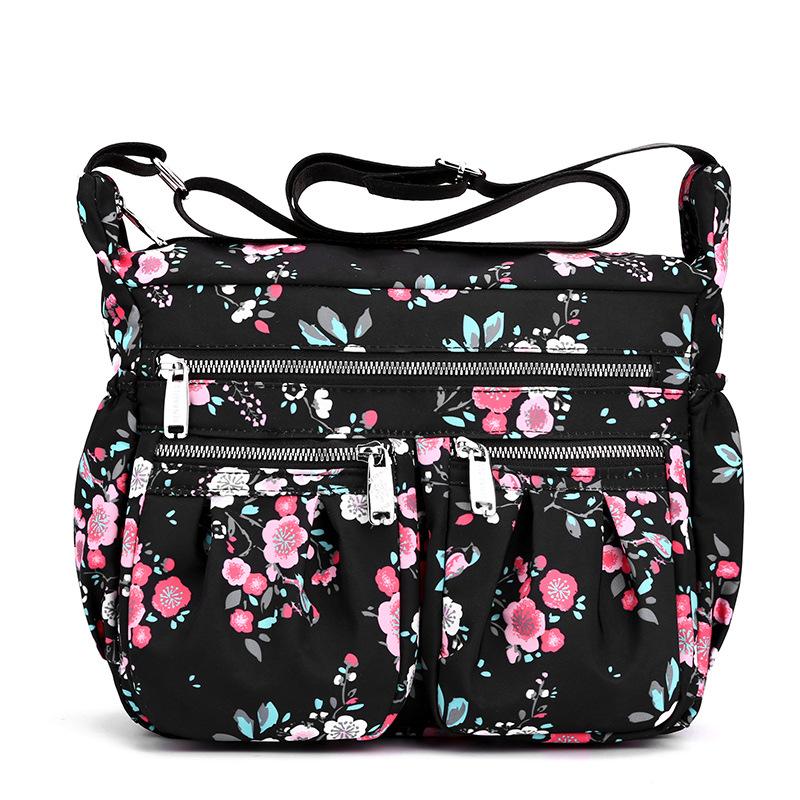 2025 New Printed Nylon Shoulder Bag Multi-pocket Large-capacity Lightweight Waterproof Crossbody Bag and Multi-layered Middle-aged Mother Bag