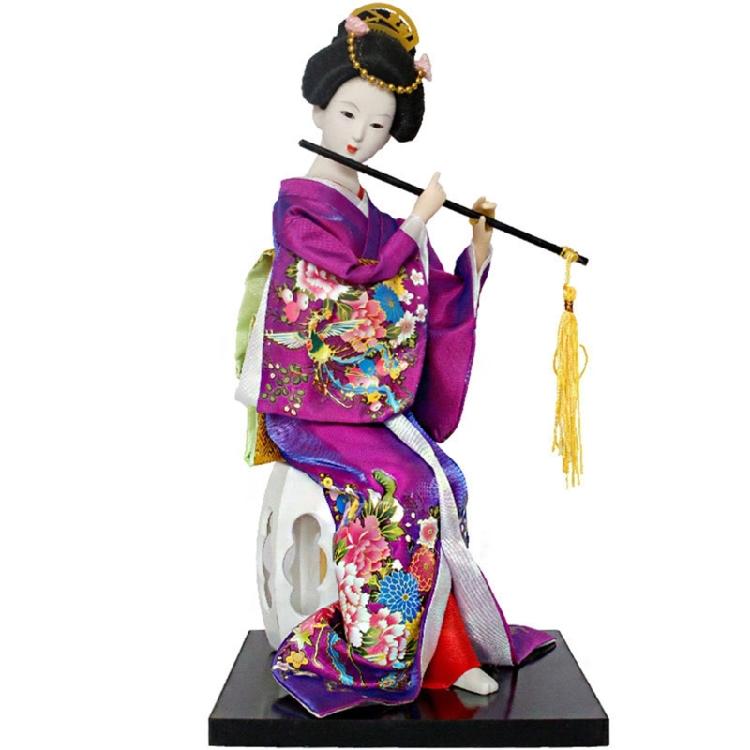 Elegante 12-Zoll-Geisha-Puppen mit detaillierter Bemalung und Kleidung Japanische Kimono-Figur für kulturelle Ausstellung Ornament