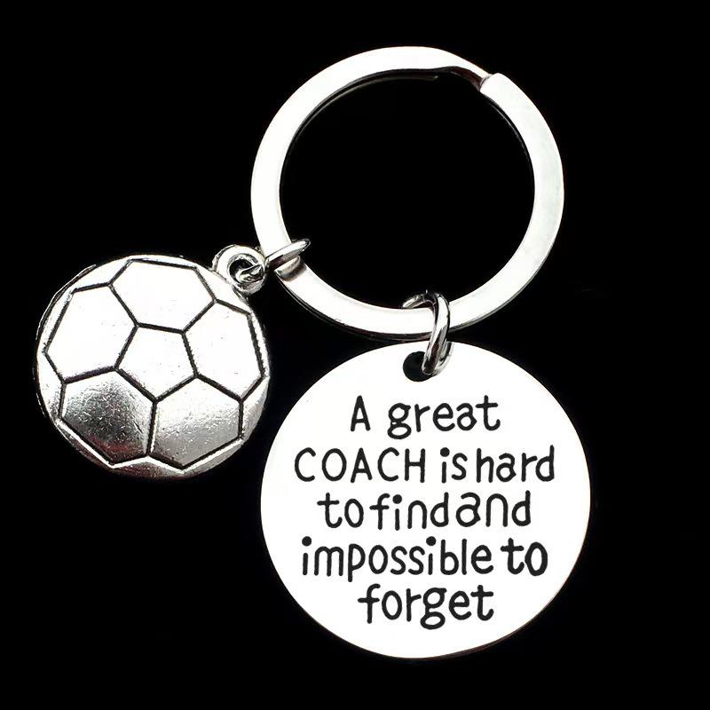 Stainless Steel Engraved Keychain for Coaches: Basketball & Football Grad Gift.
