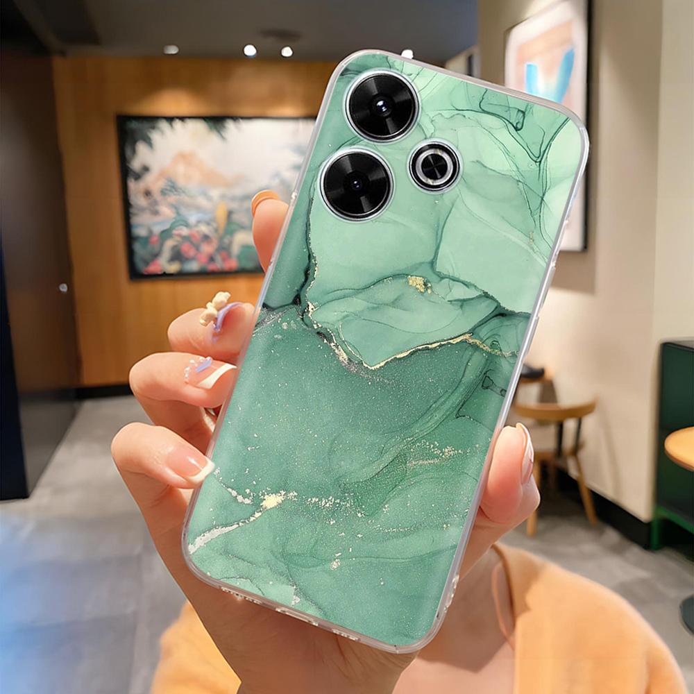 For Poco M6 4G Case for Xiaomi PocoM6 4G Cute Printed Silicone Clear Phone Cover For Poco M 6 Cases Flowers Para Fundas Coque