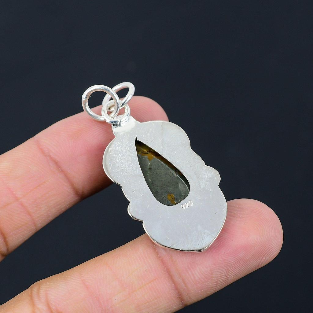Easter Sale 925 Sterling Silver Polychrome Jasper Gemstone Boho Pendant Jewelry