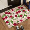 Tapis de sol cerise Tapis doux en flanelle Tapis absorbant antidérapant pour salle de bain chambre décoration de la maison