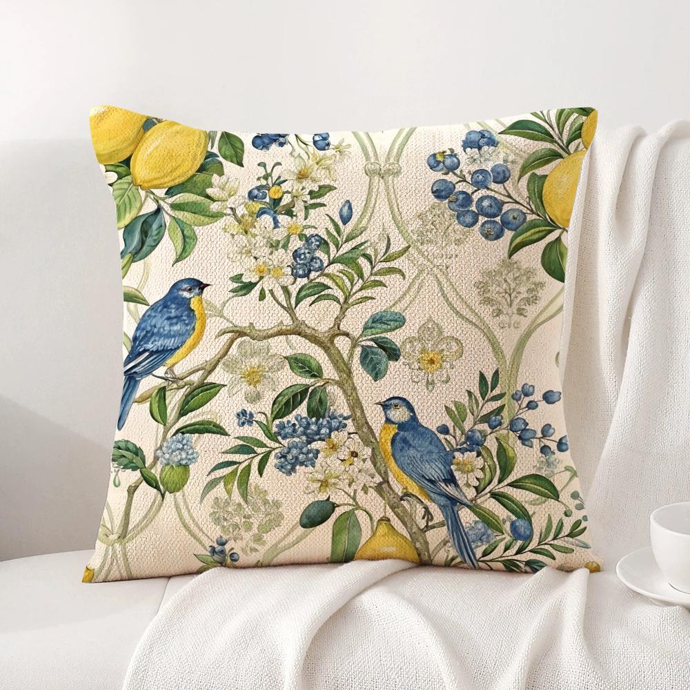 Greek Vacation Style Cushion Cover Natural Linen Organic Fabric Double-Sided Printing Sofa Home Decor Gift Pillow Cover
