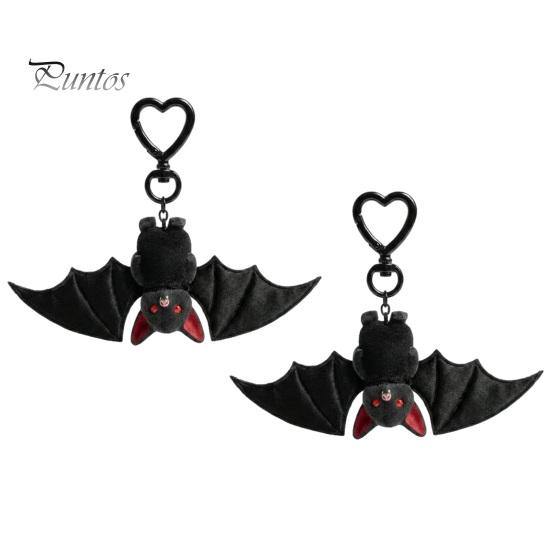 Versatile Keychain 1/2/3Pcs Pendant, Black Alloy Spring Buckle Key Chain, Double-Layer Plush Bat Denim Bag Charm Wings Holder, Goth Style Red