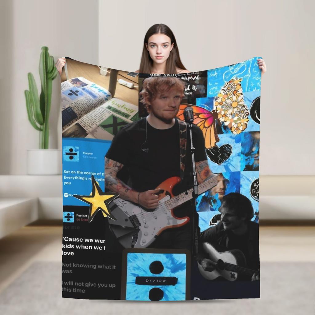 Britský Ed Sheeran hlava Písně Deku Měkká Teplá Street Trend Plyšové Lůžkoviny Přehozy Pro Venkovní Piknik Flanelové Povlak na Postel Pokrývku Postele