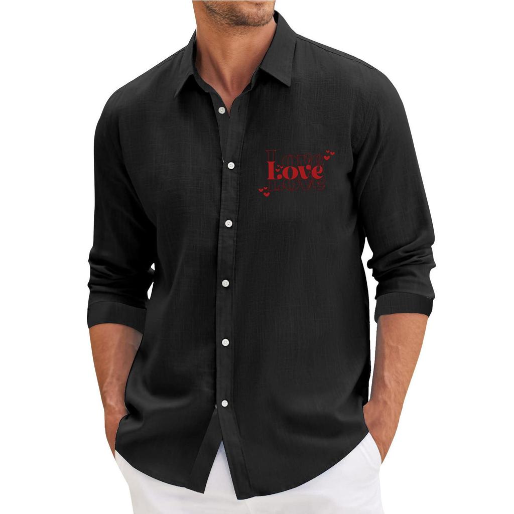 Męska koszula z długim rękawem, luźna, swobodna, z modnymi klapami