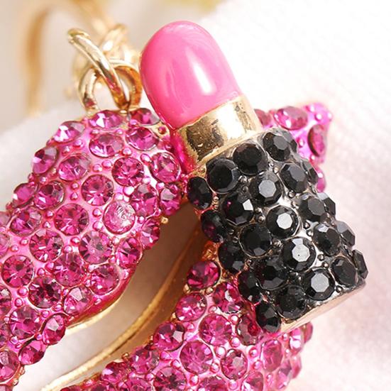 Rhinestone Lip Keychain Pendant Diamond Lip & Lipstick Bag Charm Sparkling Lip Pendant for Women Girls