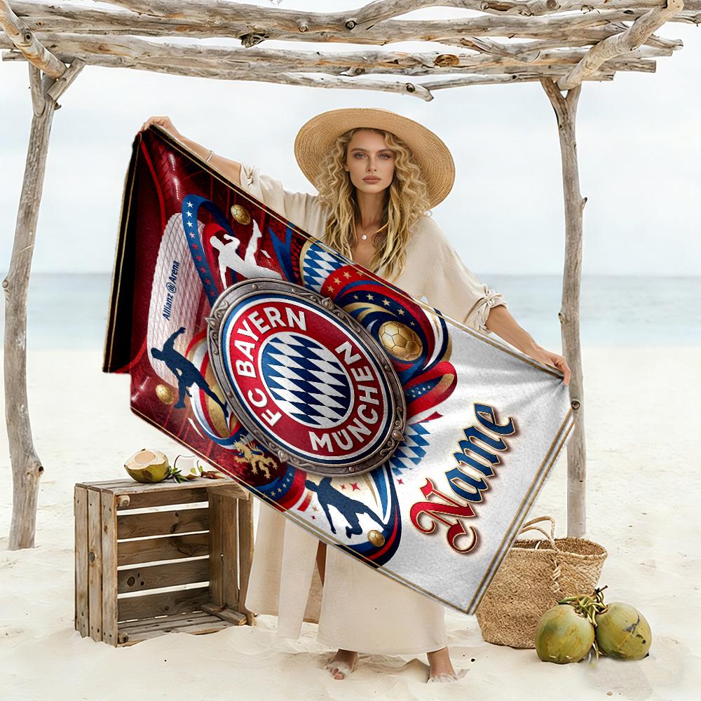 Bayern Munich Fan Gear Personalized Name Beach Towel Super Soft Microfiber Quickdry Fabric Suitable for Swimming Gym Camping Yoga Vacation