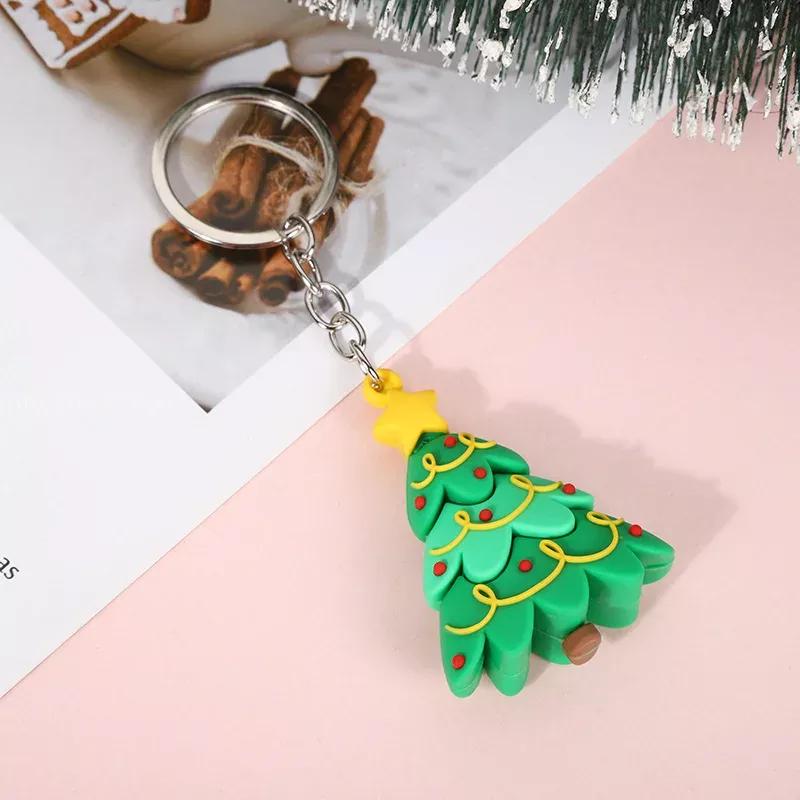 Cute Santa Claus PVC soft rubber key chain pendant cartoon snowman doll bag ornaments holiday gifts