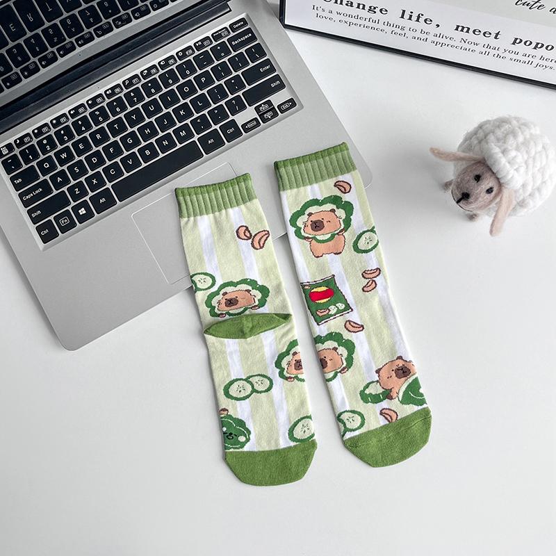 

1 пара Забавные Милые Мультяшные Капибара Хлопковые Удобные Гольфы Унисекс Каваи Капибара Носки Новинка Повседневные Носки Подарки